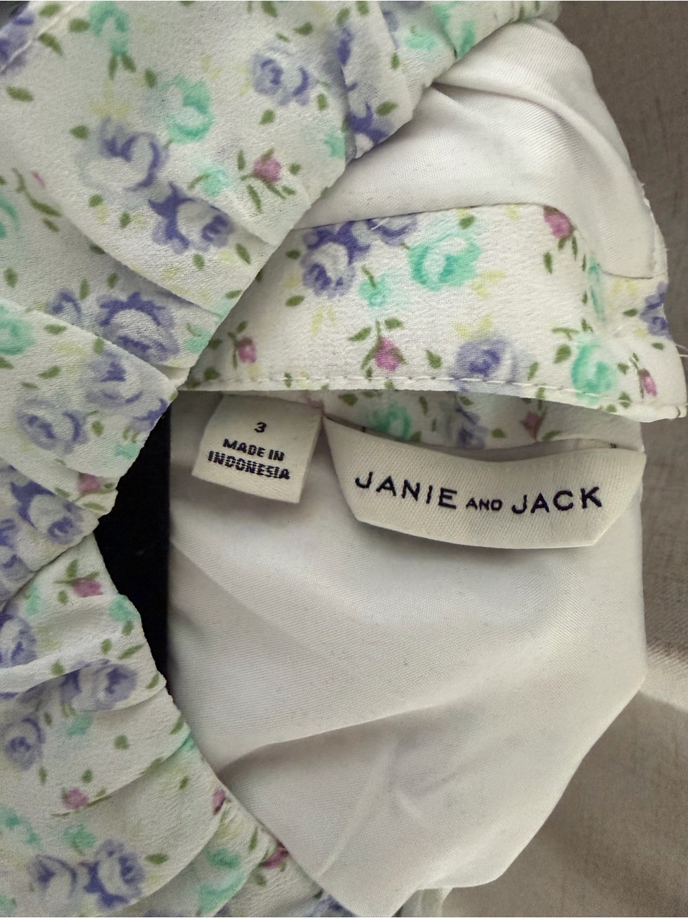 Janie and Jack White Long-Sleeve Floral Ruffle One-Piece - Picture 3 of 3